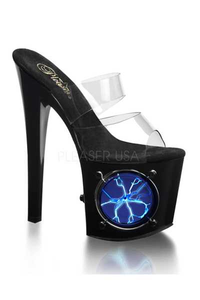 Clear Black Blue Light UV Strobe High Heels