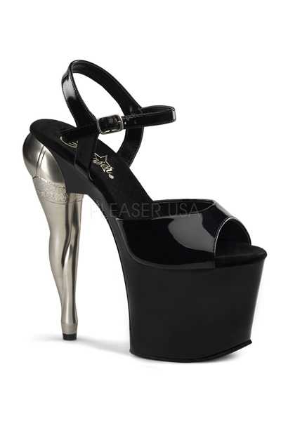 Black Patent Sculpted Leg High Heels