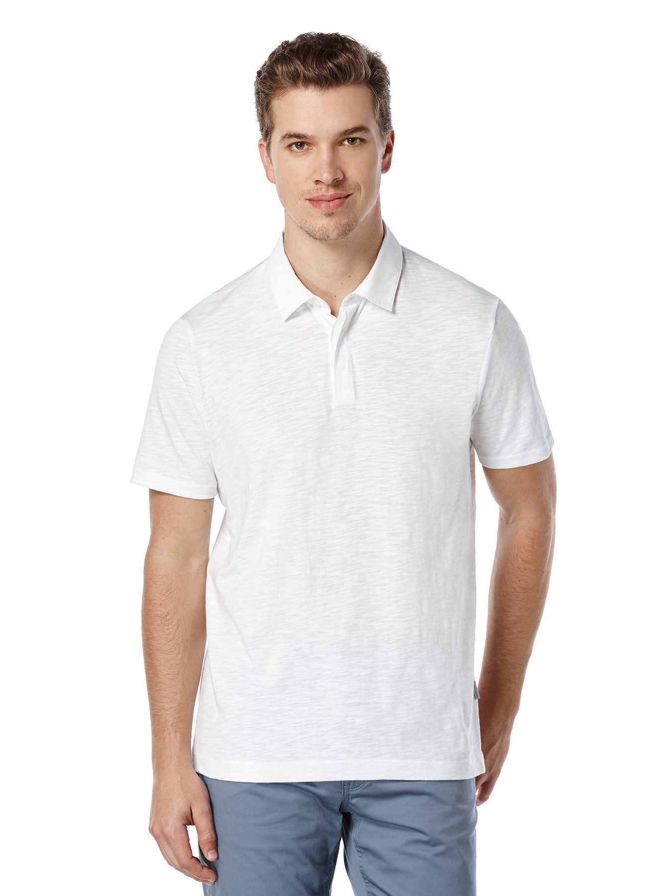 Perry Ellis Short Sleeve Woven Collar Polo