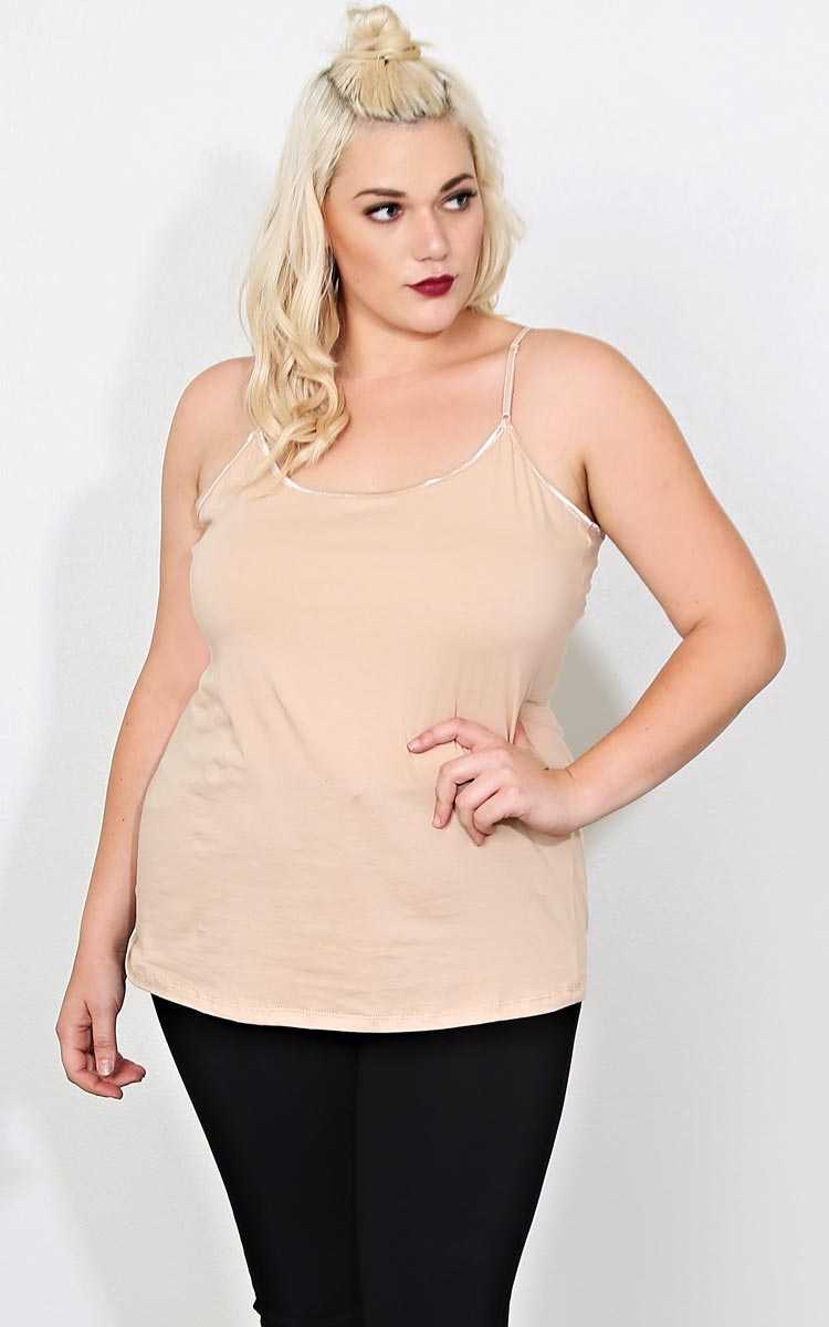 Plus Size Bozzolo Basic Taupe Cami - Taupe in Size 3X by Styles For Less