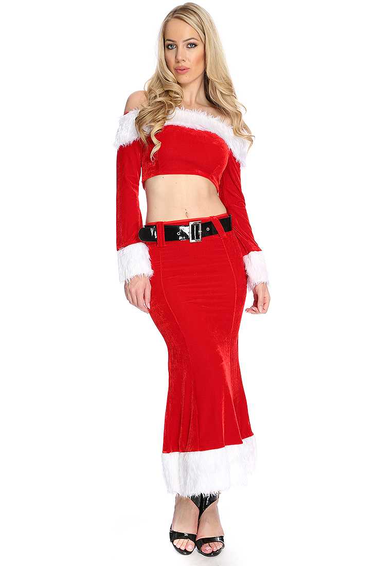Red White Sexy 2PC. Santa Holiday Costume