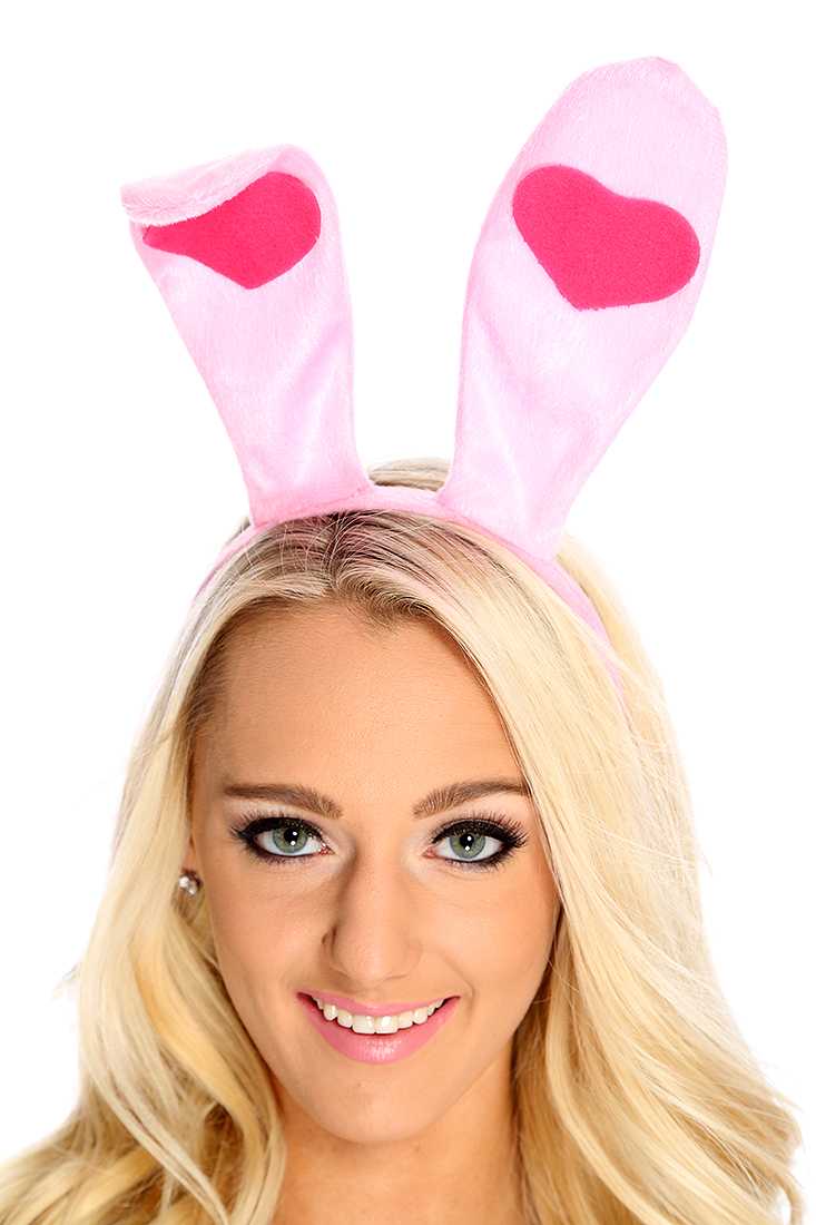 Pink Fuchsia Heart Patch Bunny Ears