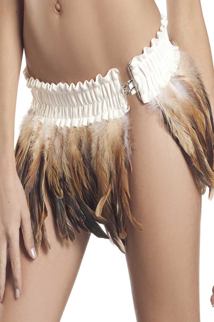 Brown Feather Mini Skirt Sexy Costume