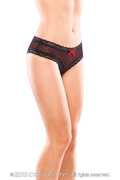 Black Red Heart Mesh Crotchless Panty