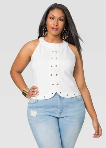 Grommet Tulip Hem Crop Top