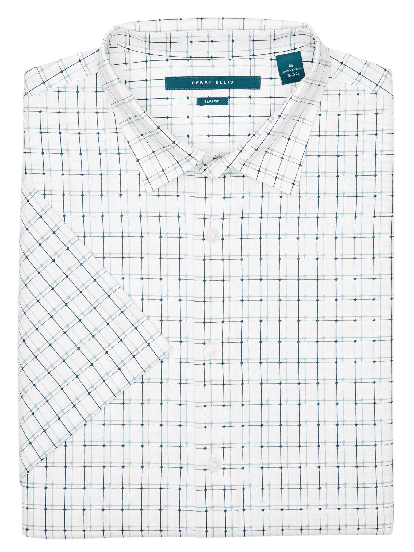 Perry Ellis Short Sleeve Slim Fit Offset Print Shirt