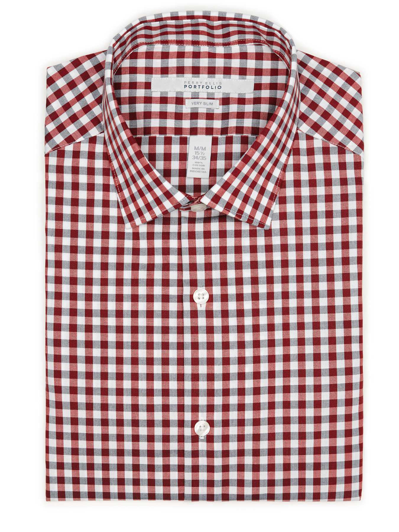 Perry Ellis Very Slim Multicolor Check Dress Shirt