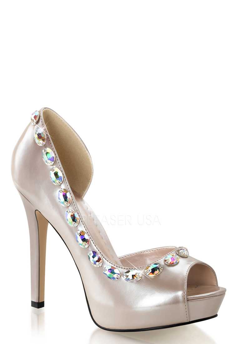 Champagne Open Toe D Orsay Pump High Heels Patent