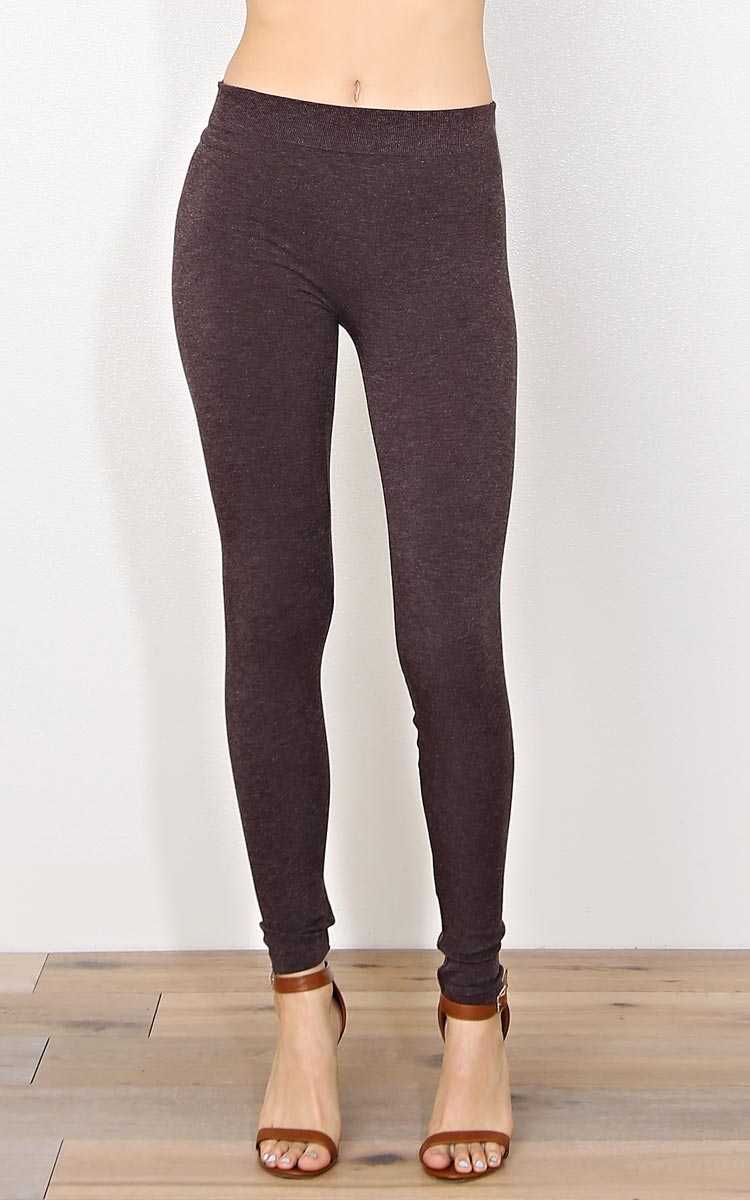 Cara Seamless Leggings - Brown Comb in Size S/M by Styles For Less