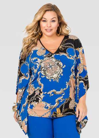 Status Print Chain Link Poncho Top