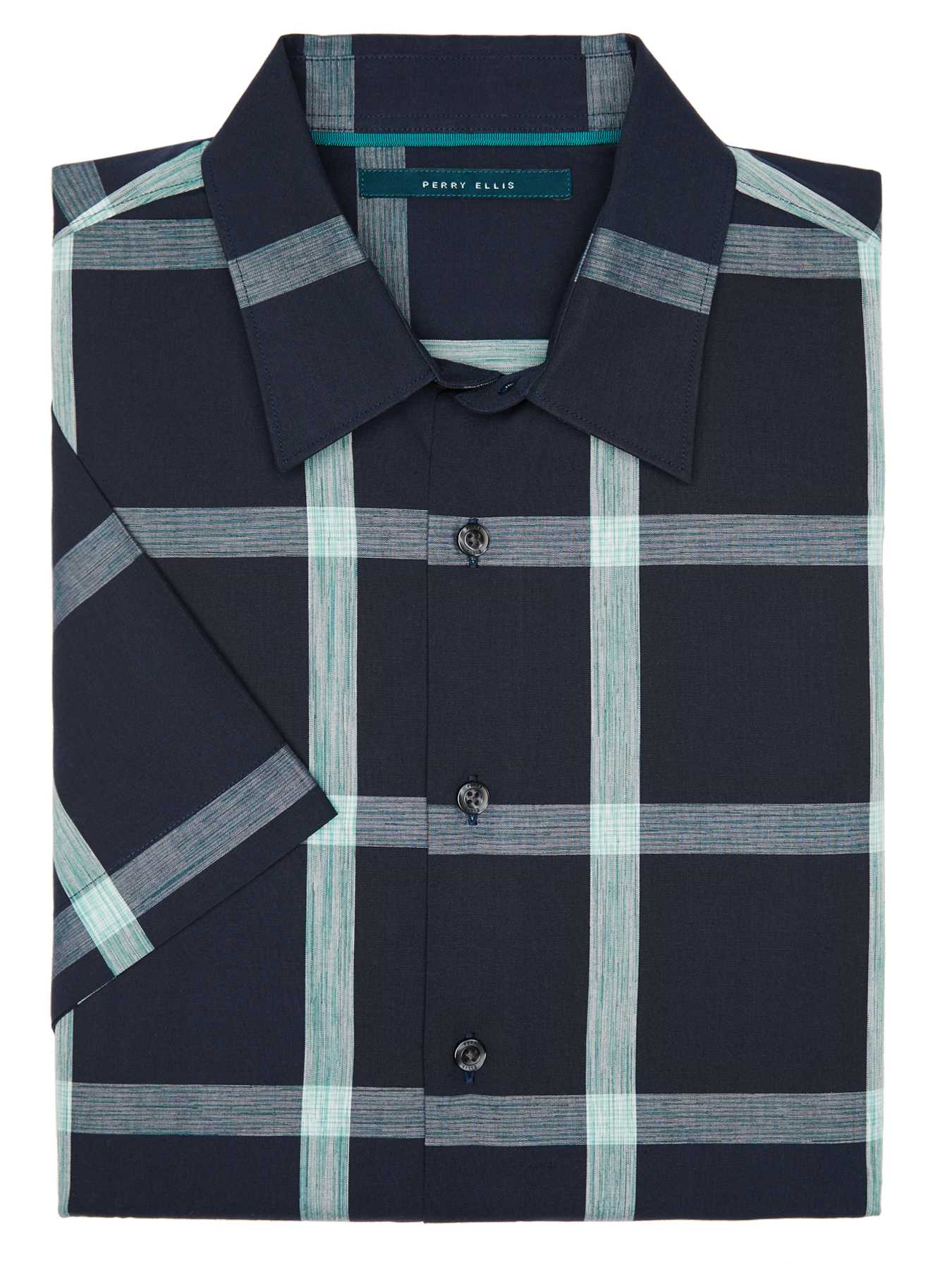 Perry Ellis Big and Tall Short Sleeve Windowpane Shirt
