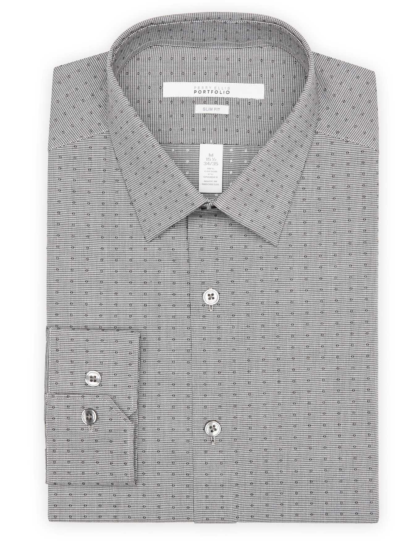 Perry Ellis Slim Fit Houndstooth Dress Shirt