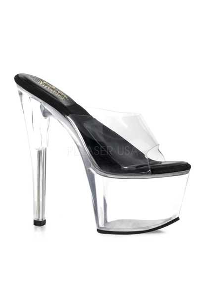 Clear Black Slip On Platform High Heels