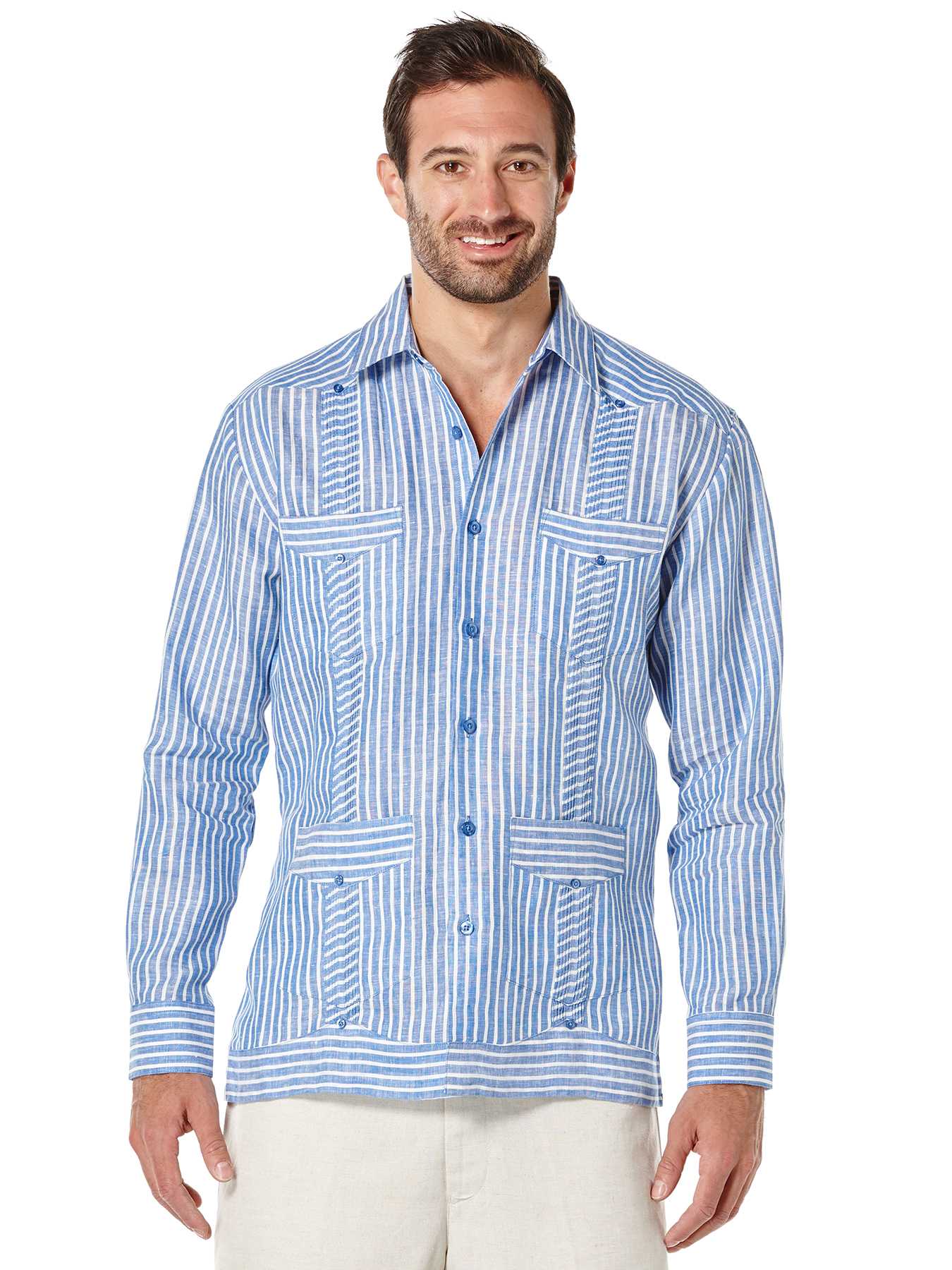 Cubavera 100% Linen Long Sleeve 4 Pocket Guayabera