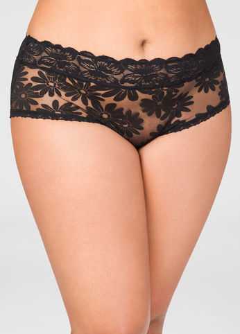 Floral Mesh Hipster Panty