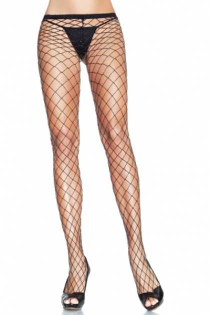 Black Silver Oversize Fish Net Hosiery
