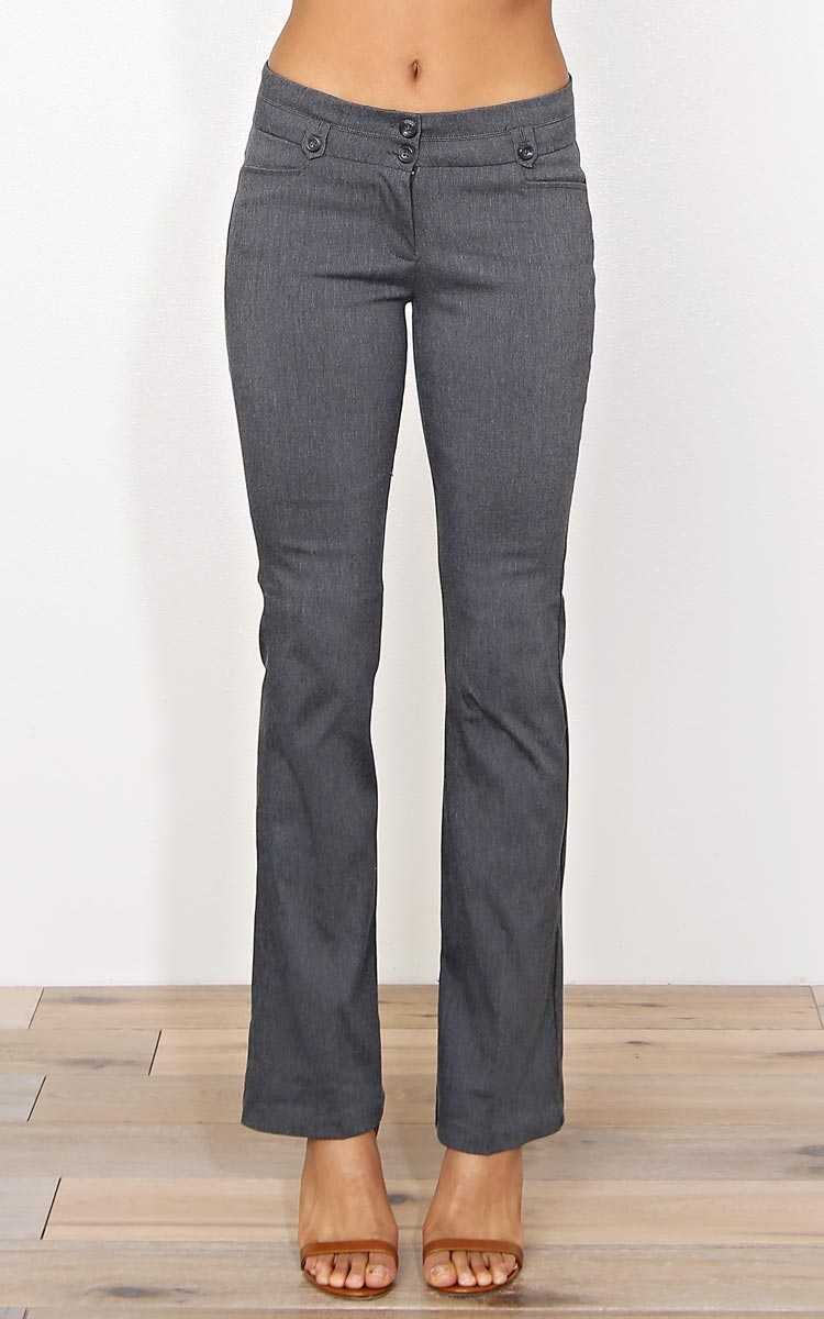 Office Official Woven Slacks - - Charcoal in Size by Styles For Less