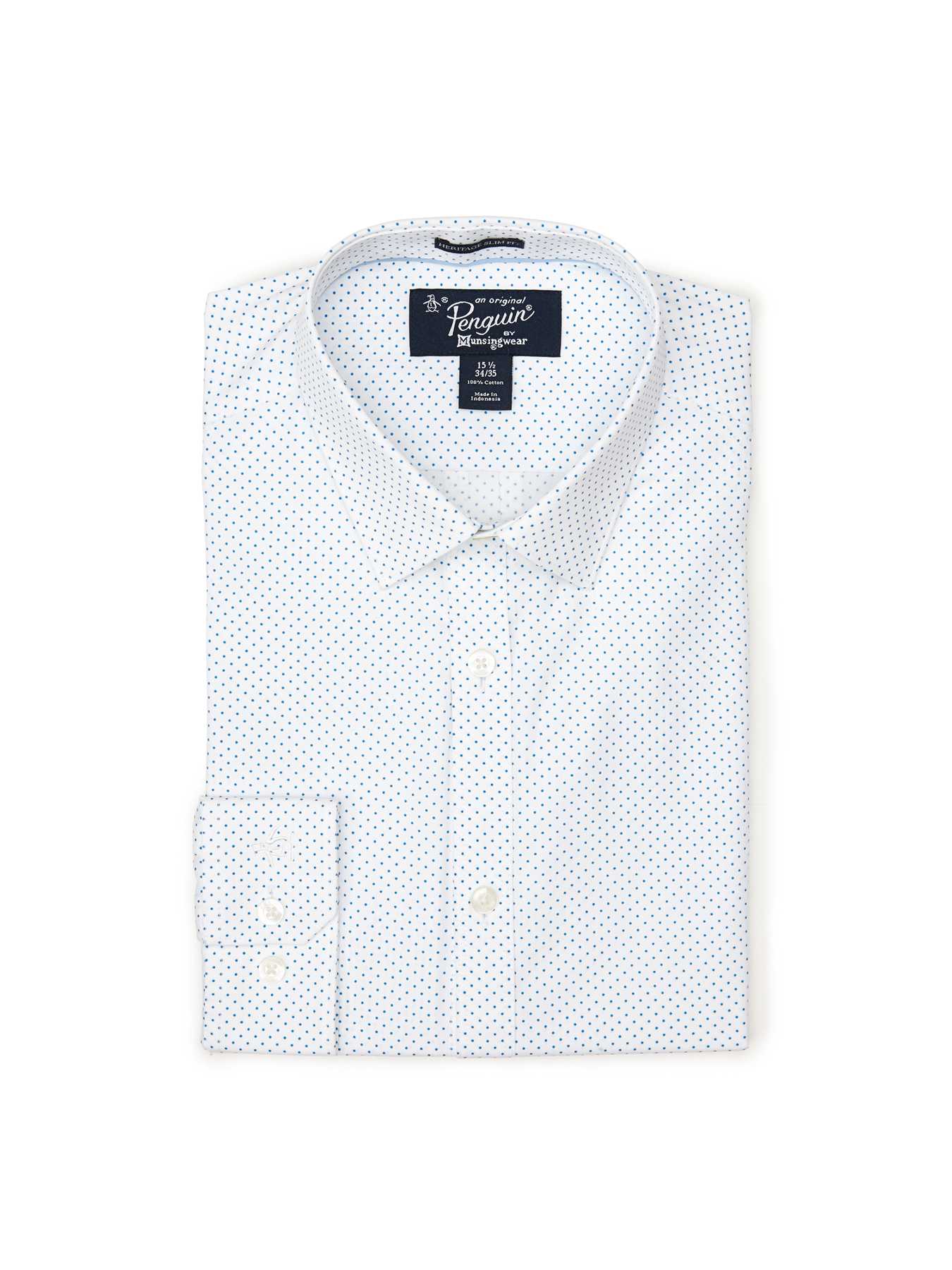 Original Penguin LONG SLEEVE POLKA DOT POPLIN DRESS SHIRT