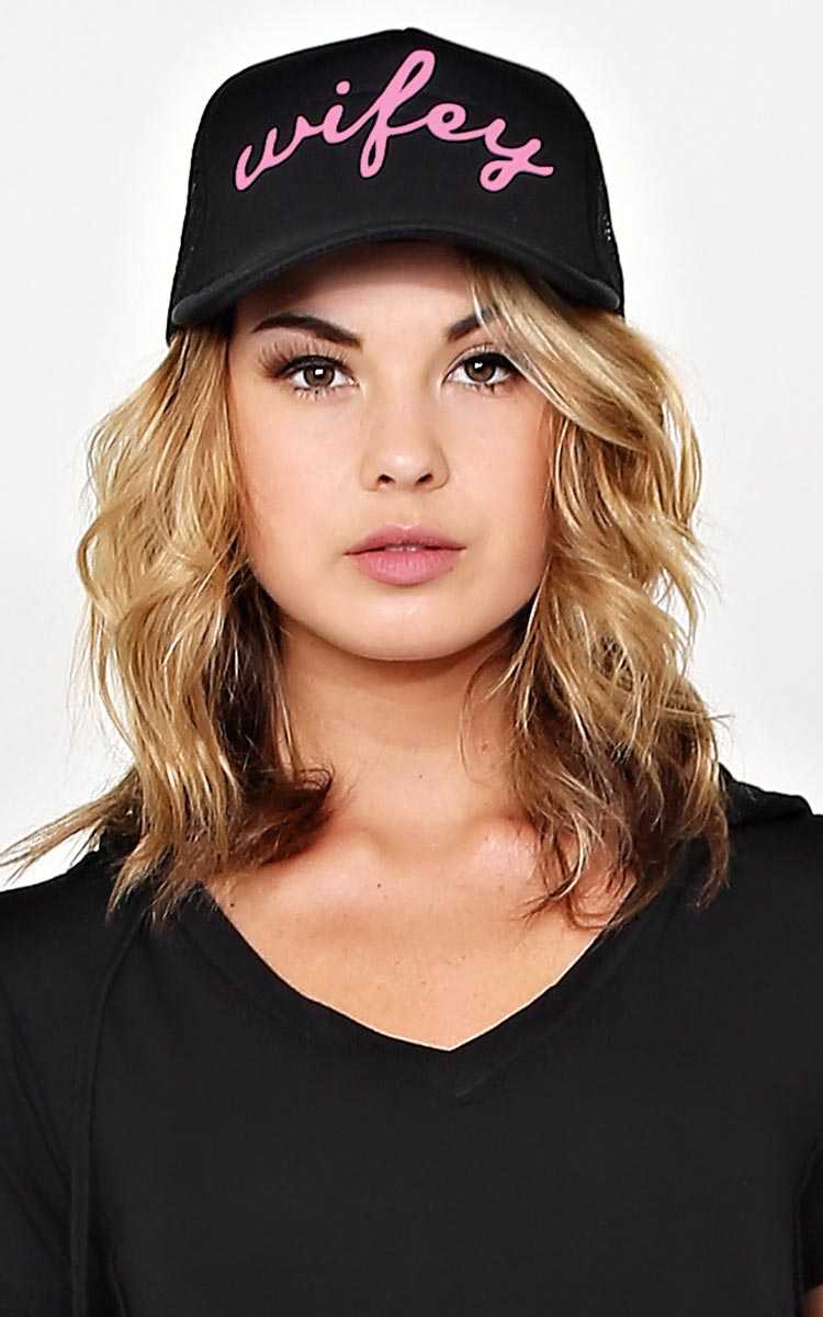 WIFEY Trucker Hat - N/S - Black Combo by Styles For Less