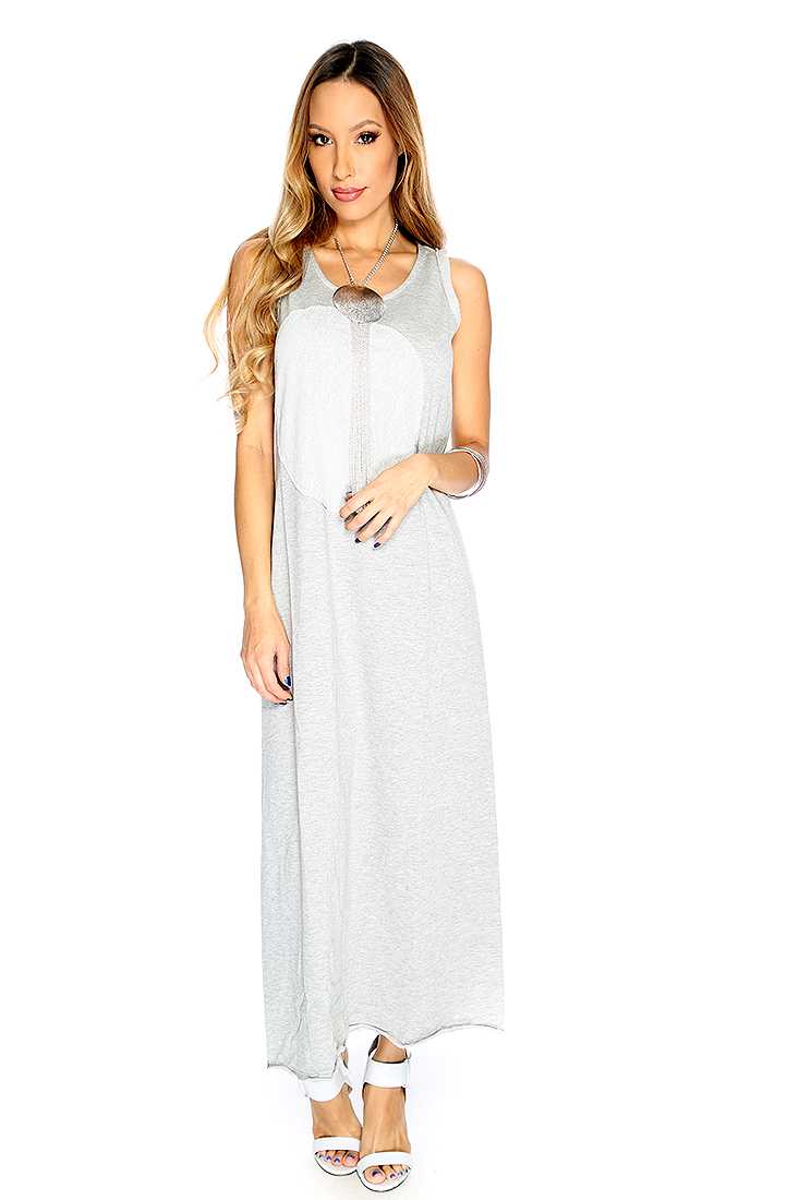 Grey Sleeveless Casual Maxi Dress