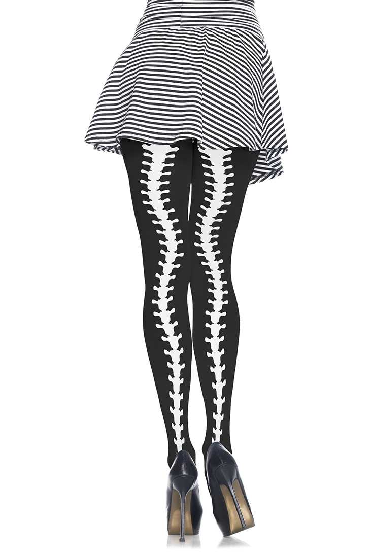Black White Spine Column Backseam Hosiery