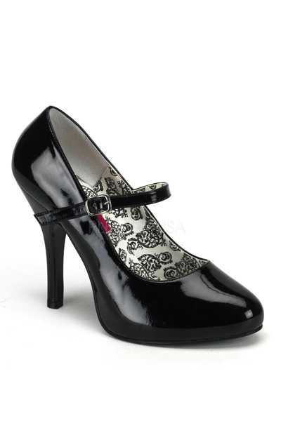 Black Patent Faux Leather Maryjane High Heels