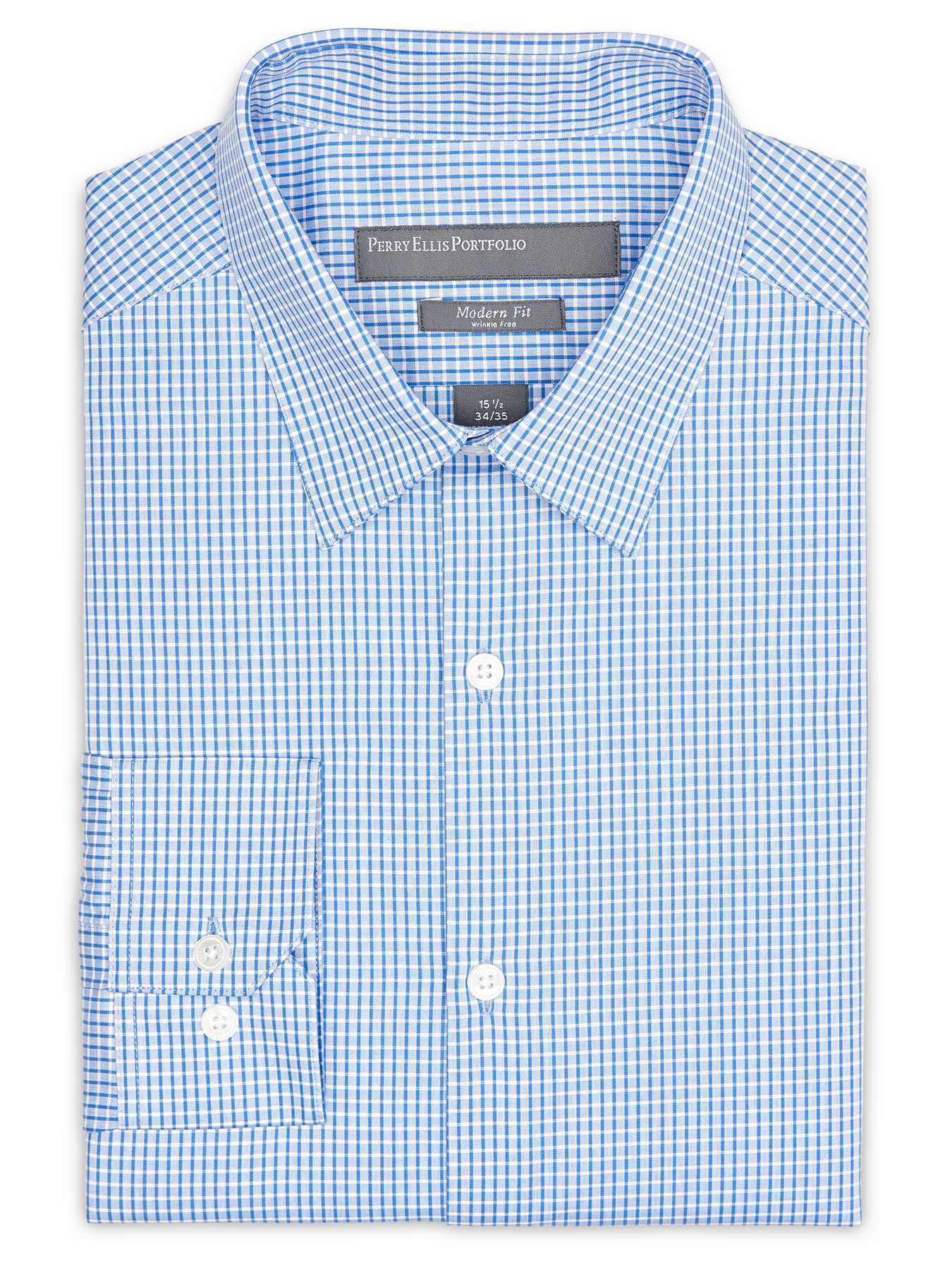 Perry Ellis Slim Fit Grid Check Dress Shirt