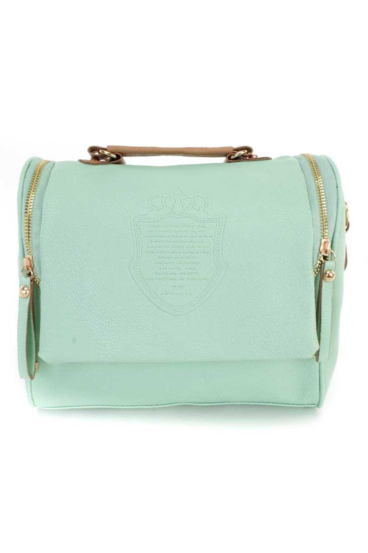 Mint Faux Leather Embossed Design Handbag