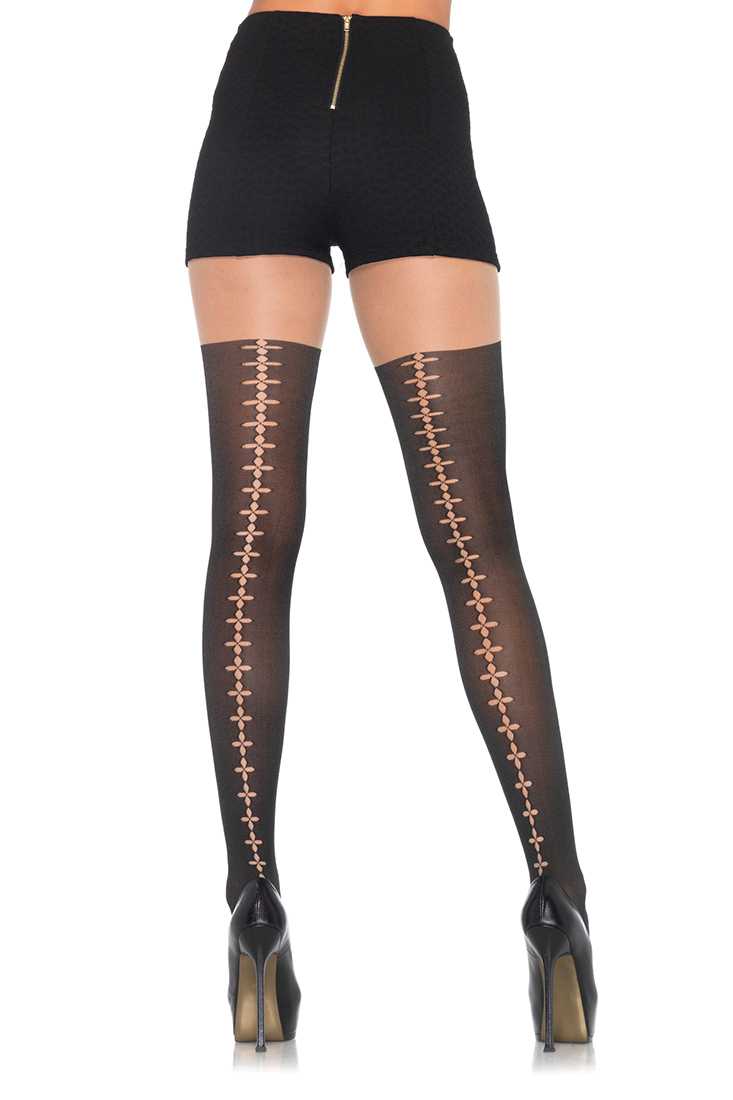 Black Suture Backseam Sheer Thigh High Hosiery