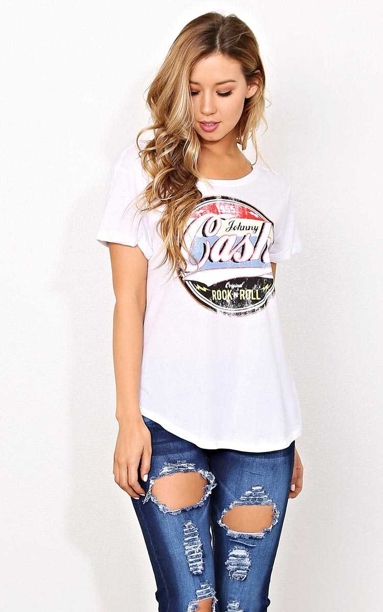 JOHNNY CASH Graphic Tee - XLGE - Black in Size X-Large by Styles For Less