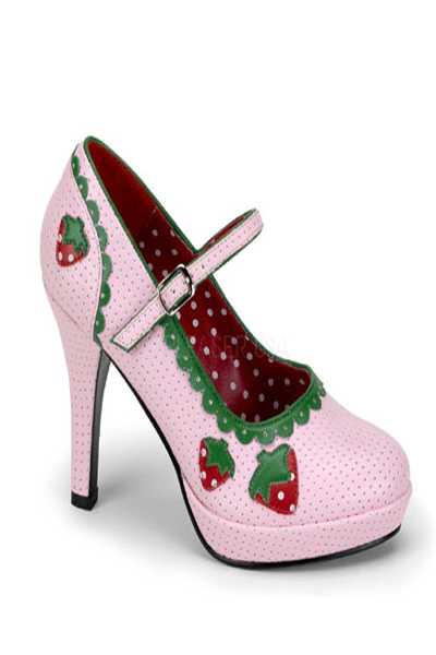 Baby Pink Faux Leather Strawberry High Heels