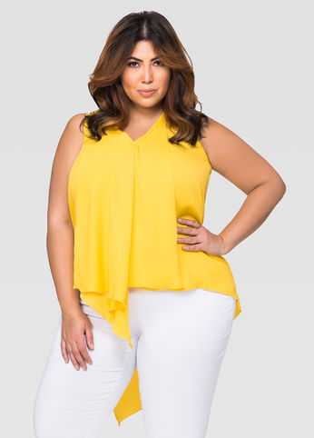 Sleeveless Hi-Lo Ruffle Blouse