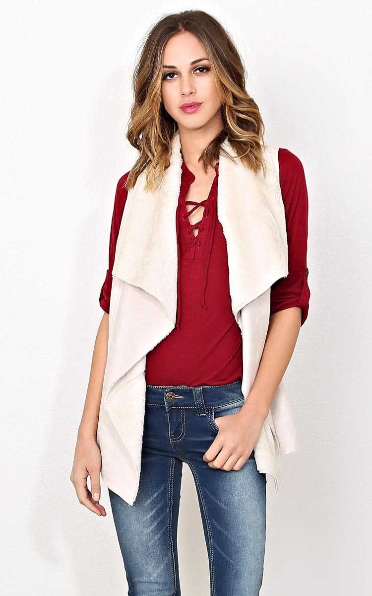 Outta Sight Faux Shearling Vest - - Natural in Size by Styles For Less