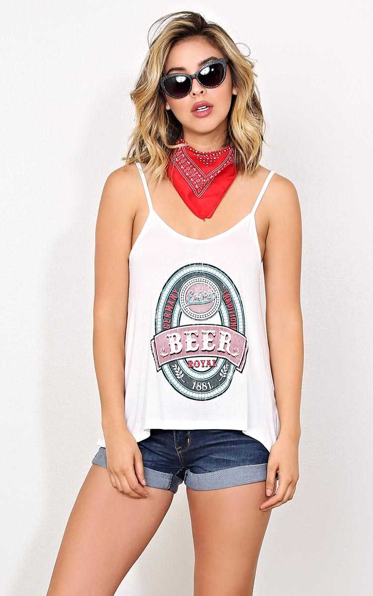 BEER High Low Knit Tank - - Ivry/Natrl in Size by Styles For Less