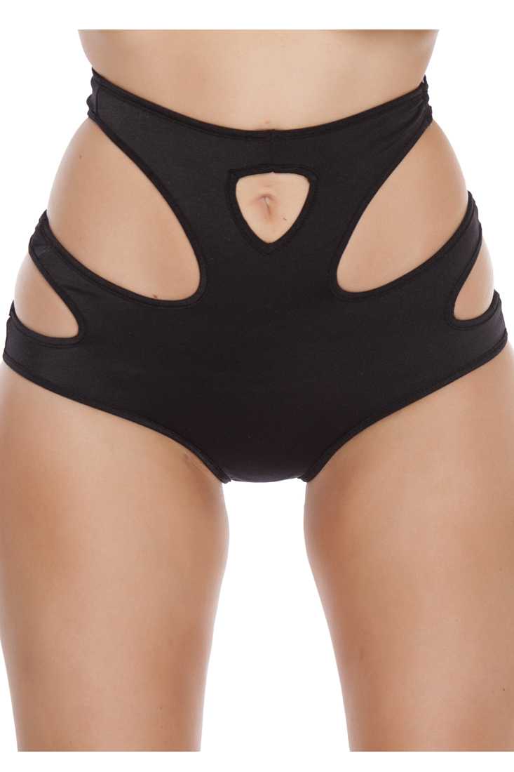 Black Cut Out High-Waisted Shorts