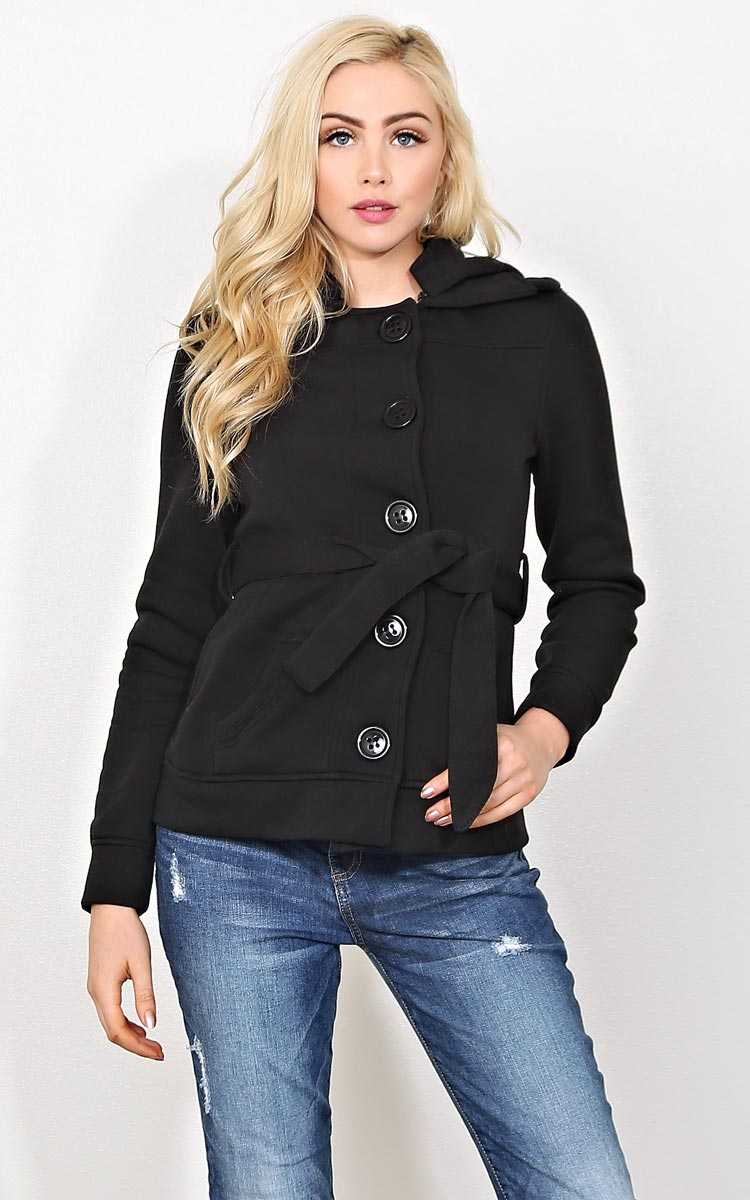 Half Moon Bay Knit Coat - MED - Black in Size Medium by Styles For Less