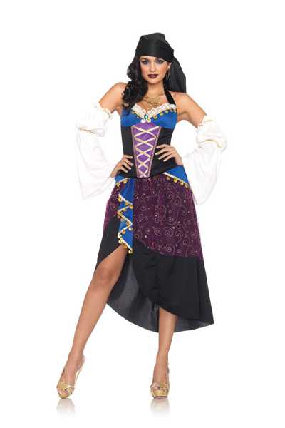 Blue Purple 4 PC Tarot Card Gypsy Costume
