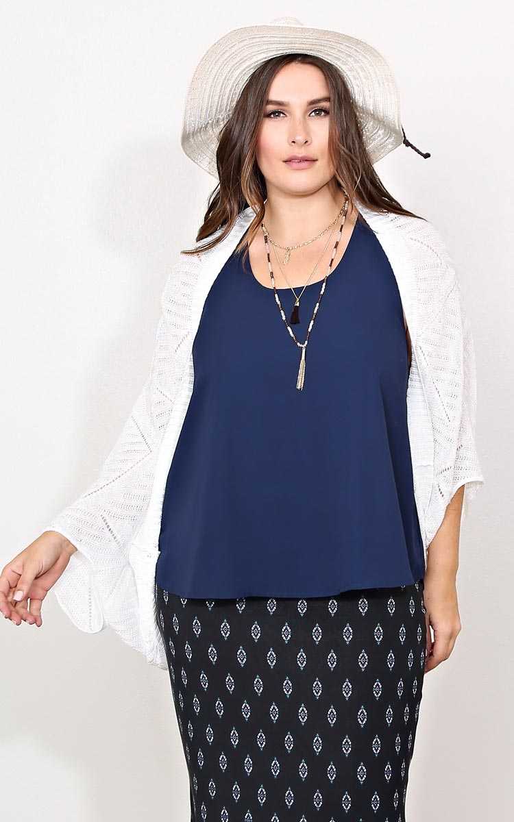 Plus Size Rebecca Eyelet Knit Wrap - Ivry/Natrl in Size 1X by Styles For Less