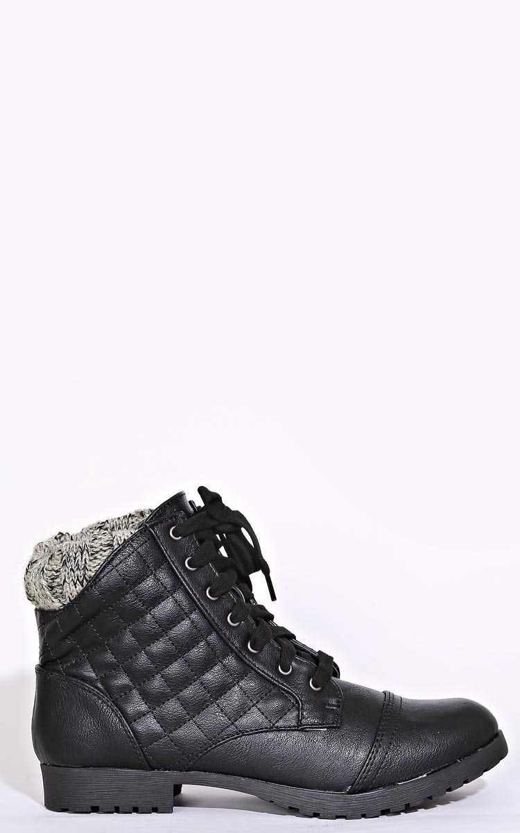 QUPID Wesley Combat Boots - Black in Size by Styles For Less