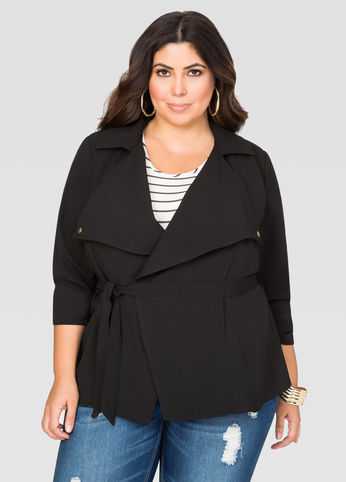 Crepe Wrap Trench Jacket