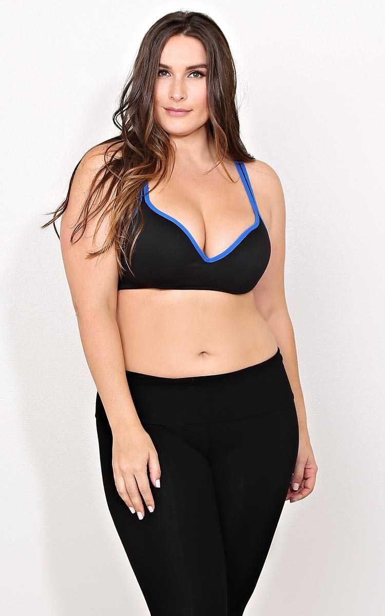 Plus Size Grid Tone Push Up Sports Bra - Blue Combo in Size by Styles For Less