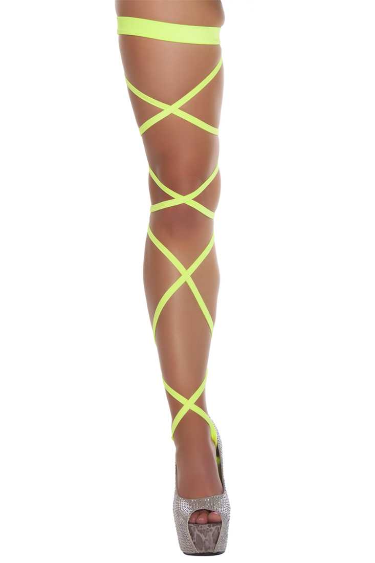Yellow Solid Leg Strap with Attached Garter