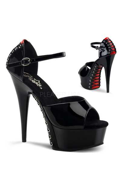 Black Red Patent Lace Up Platform High Heels