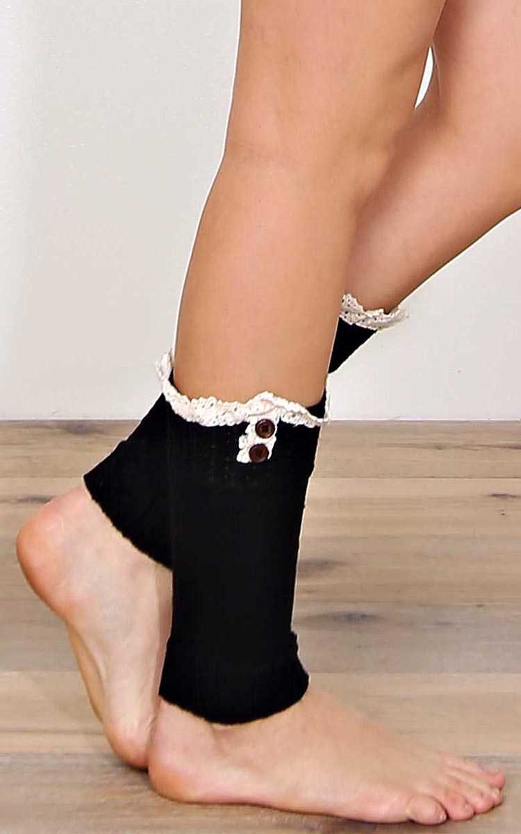 Mountain Top Knit Leg Warmers - N/S - Black by Styles For Less