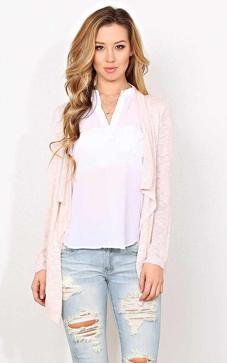 Sunday Brunch Sweater Knit Wrap - SML - Blush in Size Small by Styles For Less