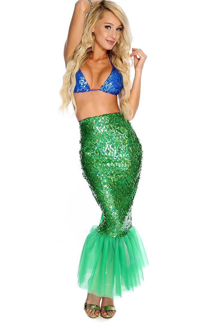 Royal Blue Green 2. Piece Sexy Mermaid Costume