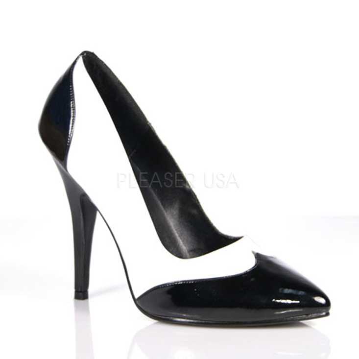 Black White Classic Spectator Pump High Heels Patent