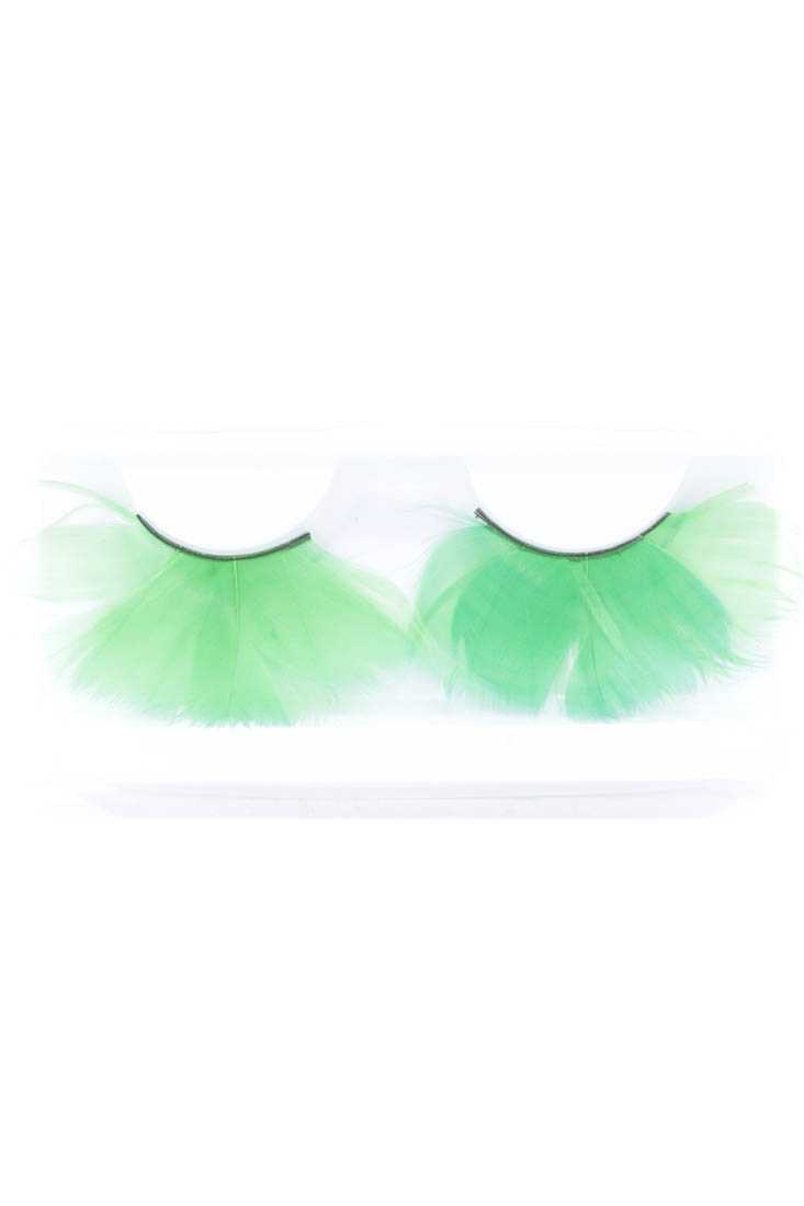 Green Faux Feather Eyelashes