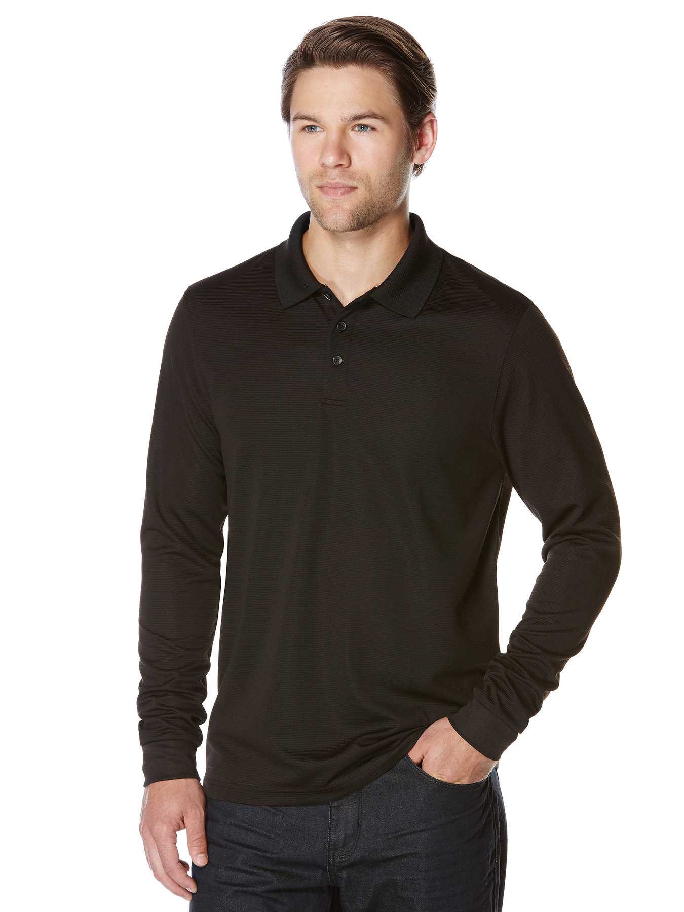 Perry Ellis Long Sleeve Three Button Polo