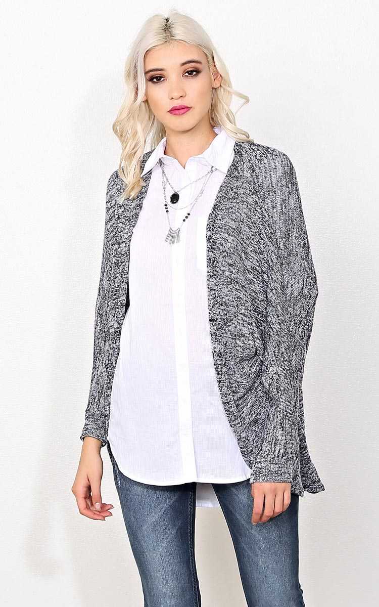 Ashlee Slub Knit Wrap - - Black/White in Size by Styles For Less